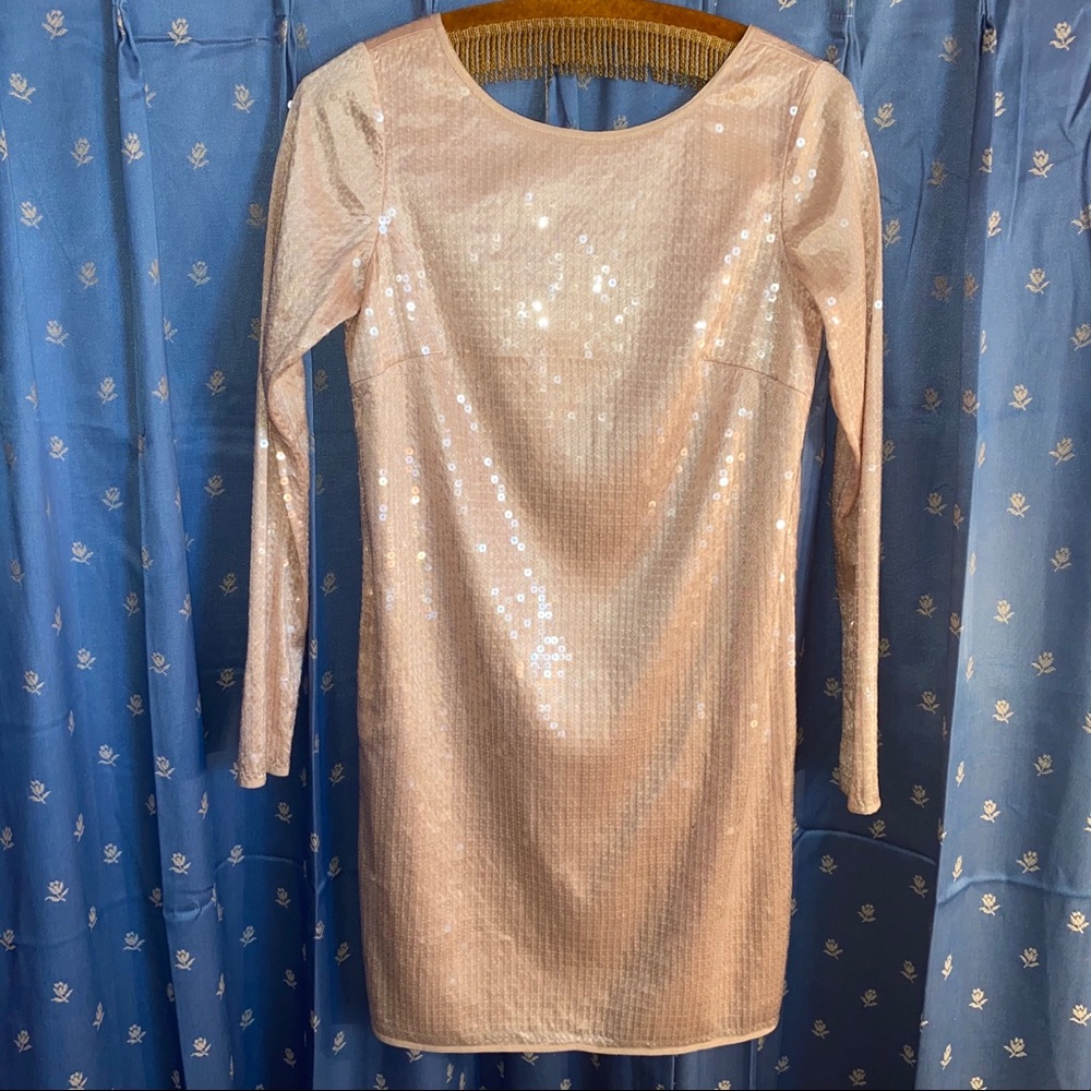 Long sleeve cream ivory sequin dress size 2
